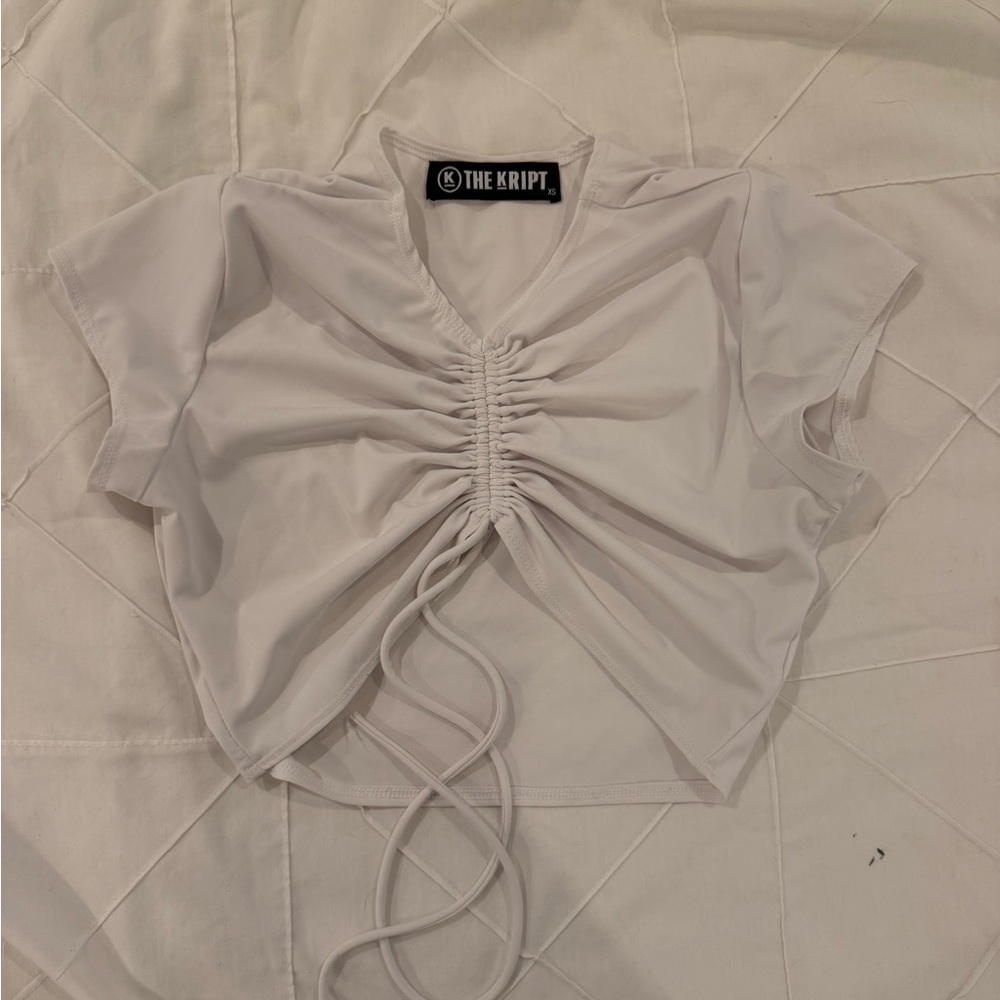 White Ruched Women Top